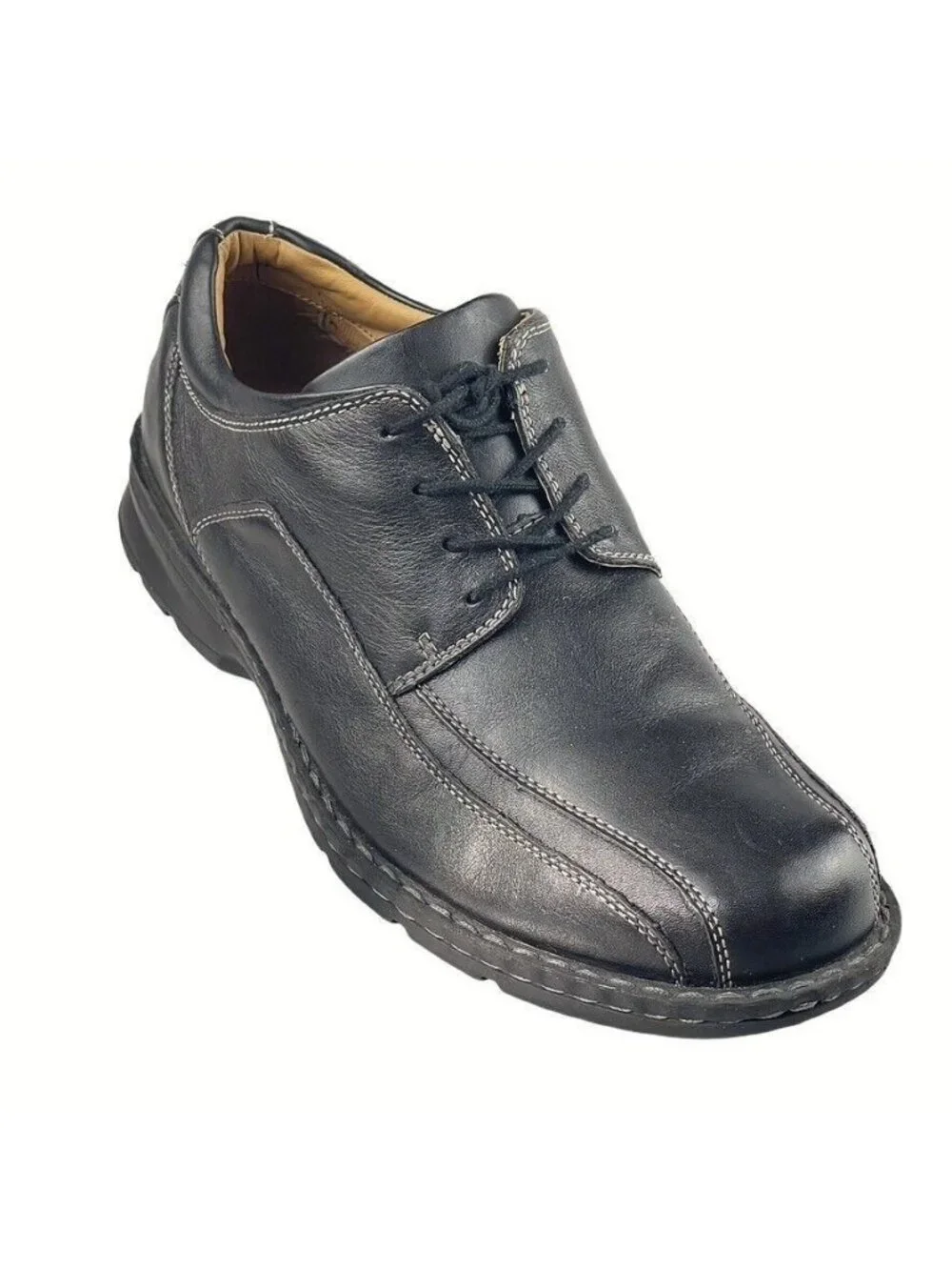 Dockers Mens Black Leather Oxford Shoes 12M With Contrast Stitching